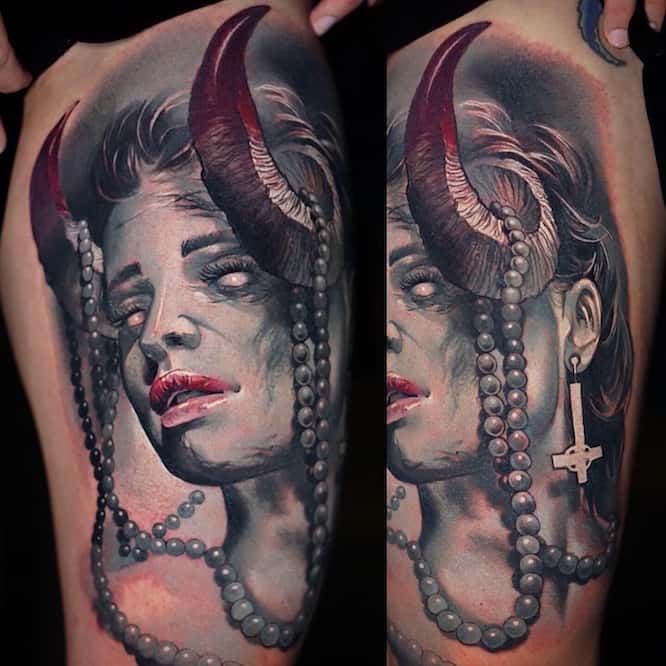 c74d7fae-3531-4133-aa5d-ea8396fd2901 Kamil Delray Beach Tattoo of a Devilish Demon Woman