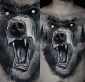 Bear Tattoo on Chest